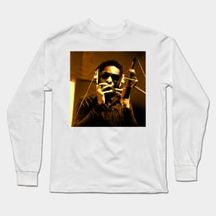 Stevie Wonder Harmonica Orange Long Sleeve T-Shirt